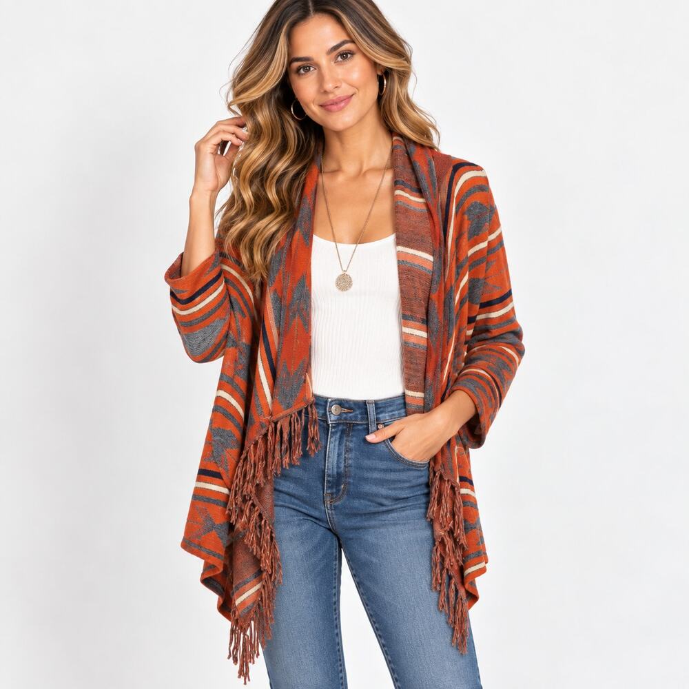 Say What Sweater Cardigan Women's Size L Lightweight Vintage USA Western Boho